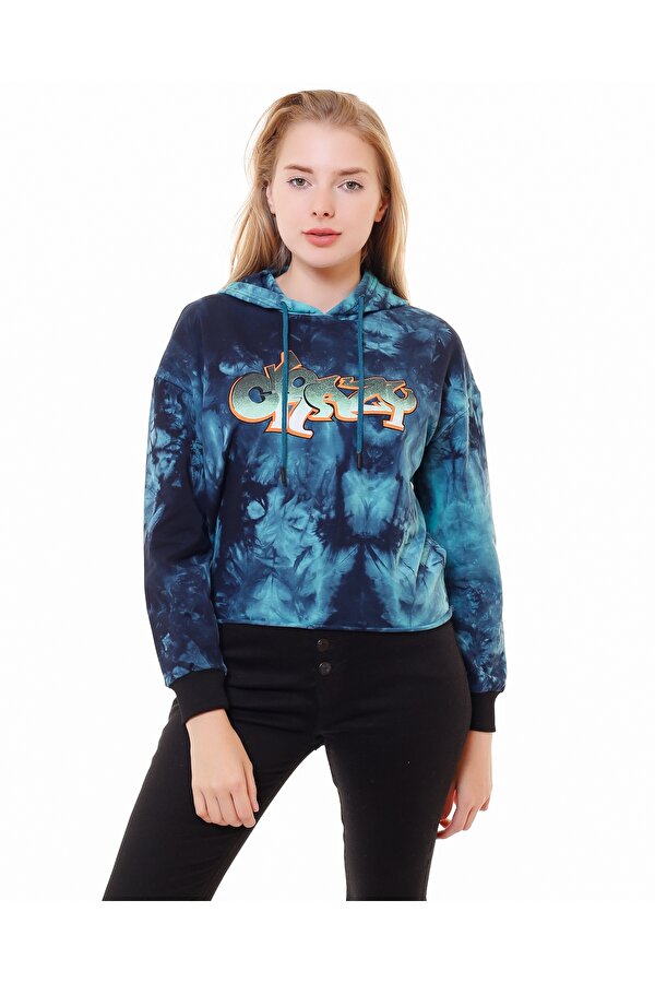Ma Sorte Crazy baskılı Batik Desenli Kapüşonlu Sweatshirt
