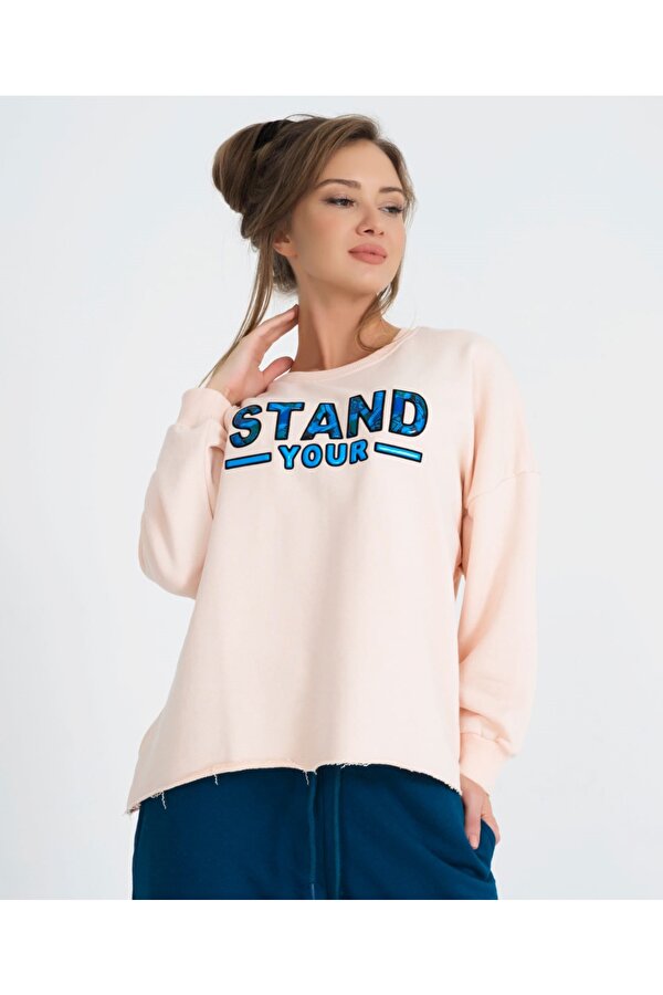 Ma Sorte Stand Your Enjeksiyon Baskılı Oversize Sweat OB8495 Ma Sorte Stand Your Enjeksiyon Baskılı Oversize Sweat OB8495