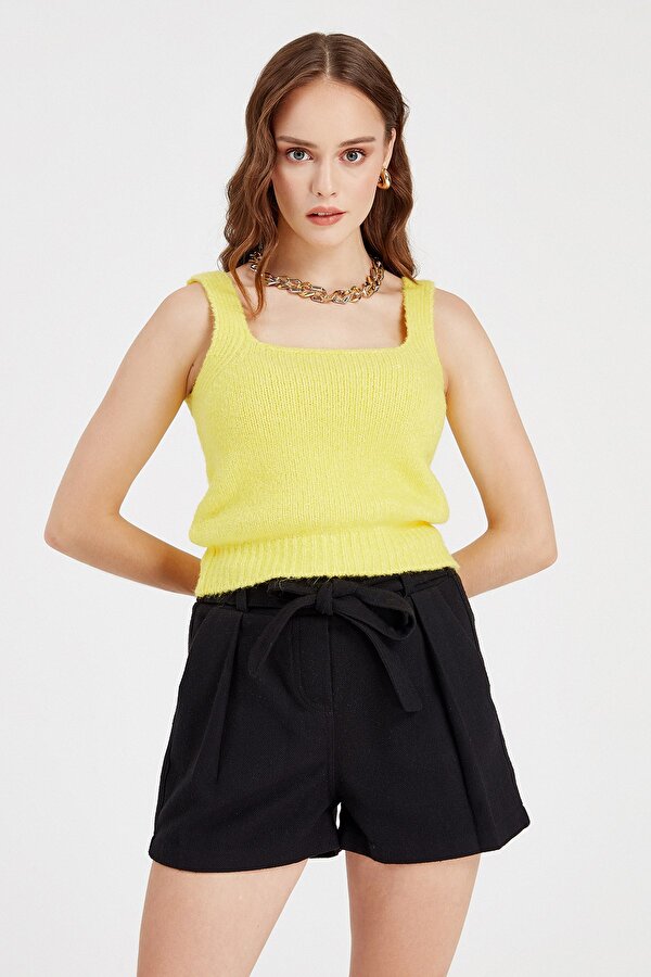 Sherin KADIN SARI YUMUŞAK DOKULU CROP ATLET SWA2034SR