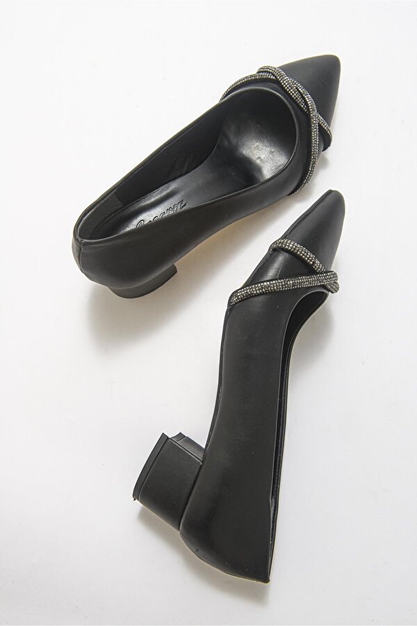 Çaçaroz Ayakkabı Büyük Numara Bayan Topuklu Klasik Taşlı Günlük Ayakkabı
