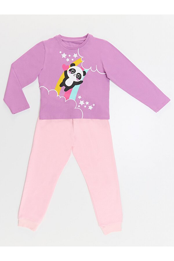 Denokids Gökkuşağı Panda Kız Çocuk T-Shirt Pantolon Takım Denokids Gökkuşağı Panda Kız Çocuk T-Shirt Pantolon Takım