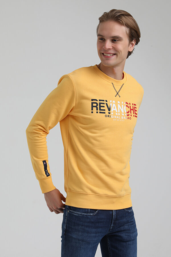 New World Polo Bisiklet Yaka Hardal Slim Fit Sweatshirt 22FWM60123 QR9341