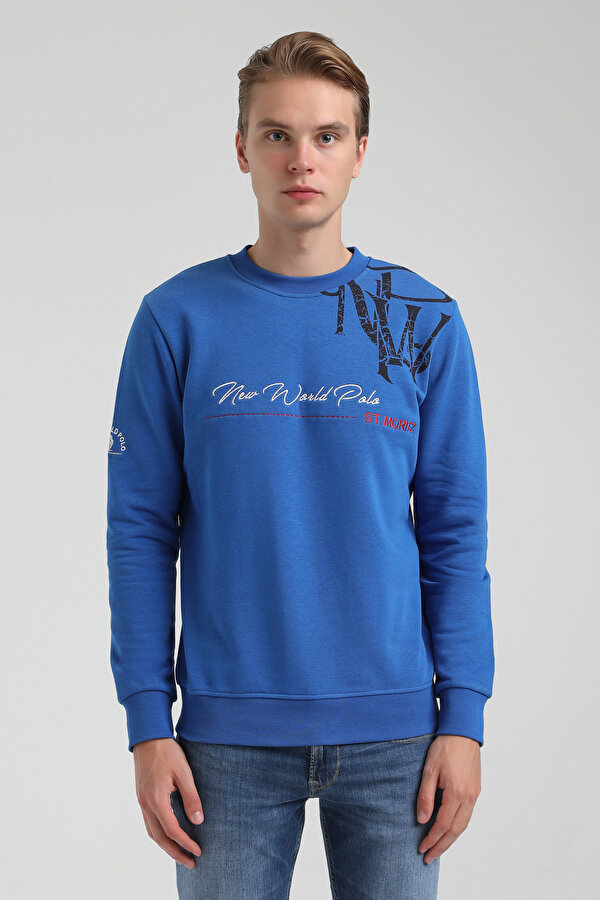 New World Polo Bisiklet Yaka Saks Slim Fit Sweatshirt 22FWM60139 YV9556 New World Polo Bisiklet Yaka Saks Slim Fit Sweatshirt 22FWM60139 YV9556