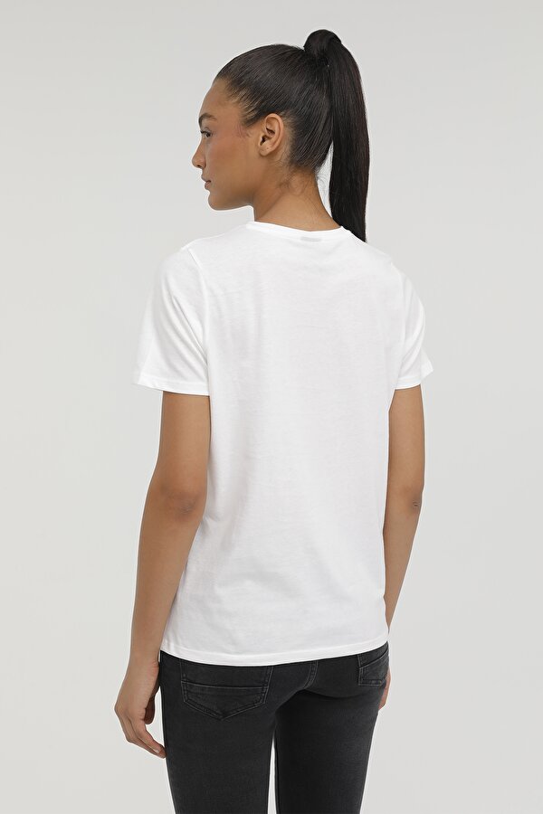 Kinetix W-RACHEL PRINTED T-SHIRT Ekru Kadın Kısa Kol T-Shirt