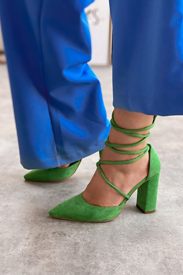 I love shoes Briana Süet Yüksek Topuklu Stiletto Yeşil