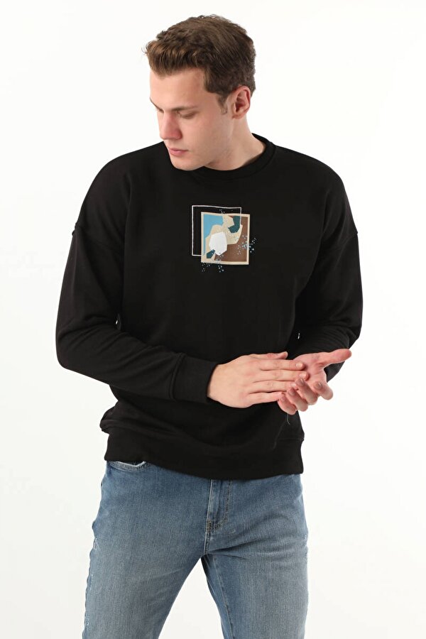 Keep Out Erkek Minimal Baskılı Sweatshirt Siyah Keep Out Erkek Minimal Baskılı Sweatshirt Siyah
