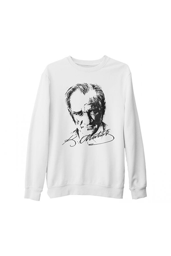 Lord T-Shirt Atatürk - Portre Beyaz Kalın Sweatshirt