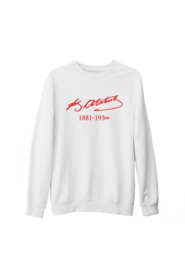Lord T-Shirt Atatürk - Sonsuz Beyaz Kalın Sweatshirt