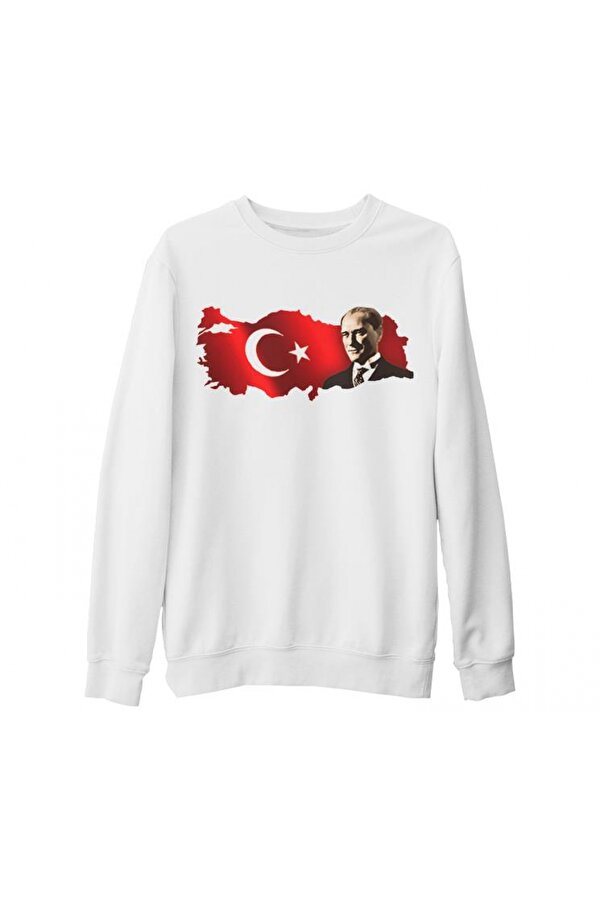 Lord T-Shirt Atatürk - TC Beyaz Kalın Sweatshirt
