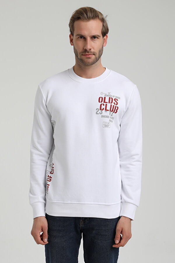 New World Polo Bisiklet Yaka Beyaz Slim Fit Sweatshirt 22FWM60122 New World Polo Bisiklet Yaka Beyaz Slim Fit Sweatshirt 22FWM60122