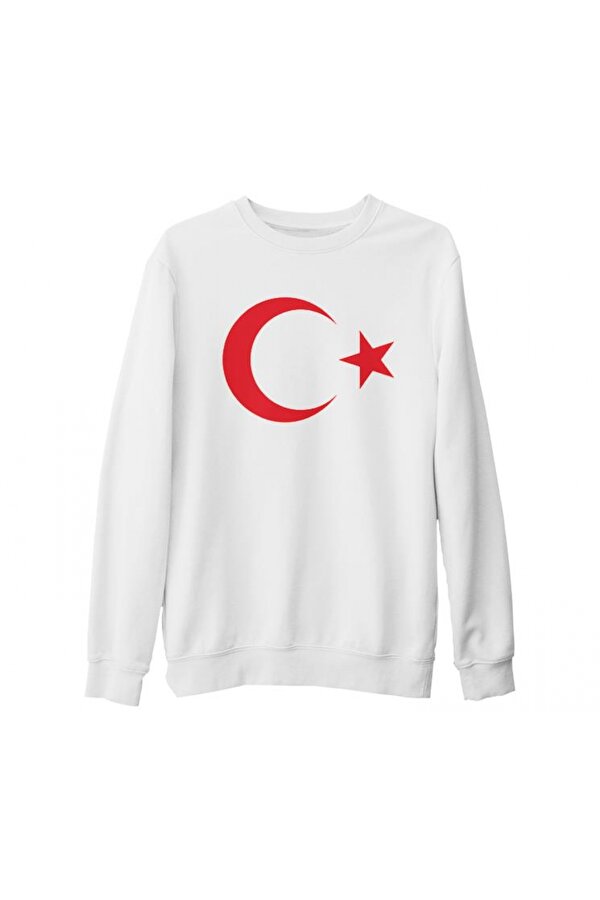 Lord T-Shirt Türk Bayrağı - Ay Yıldız Beyaz Kalın Sweatshirt Lord T-Shirt Türk Bayrağı - Ay Yıldız Beyaz Kalın Sweatshirt