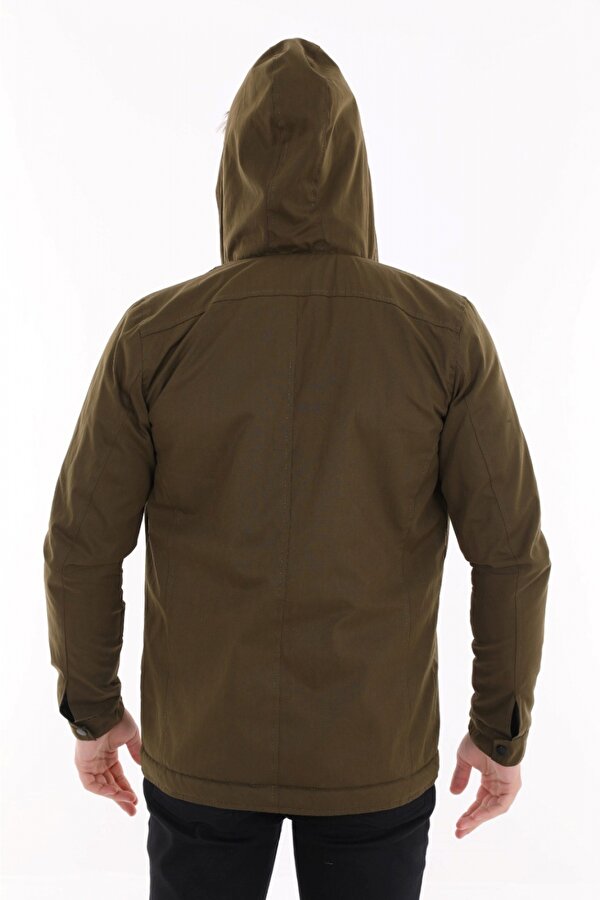 Tomiross Tomms Erkek Jake Slim Fit Kapüşonlu İçi Kürklü Kısa Mont Soğuk Geçirmez BNTDNR-8109