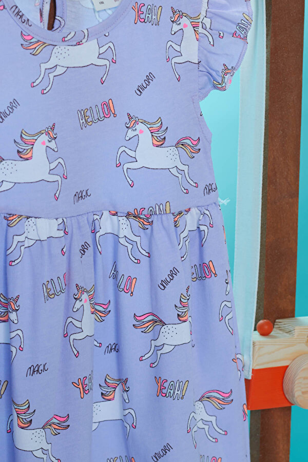 Cansın Mini Kız Bebek Unicorn Desenli Elbise 6-36 Ay 13977 ZB8349