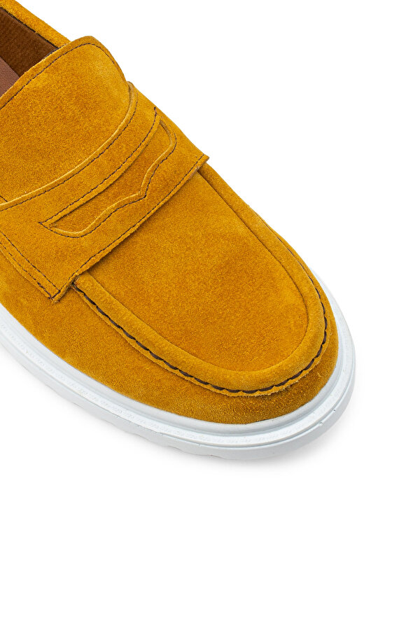 Deery Hakiki Süet Sarı Loafer Kadın Ayakkabı NA7815