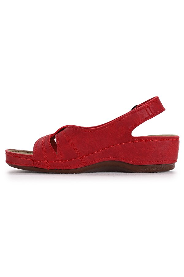 Woggo Ary 09-192 Günlük 5 Cm Topuk Jel Bayan Sandalet Terlik Kırmızı IV8881