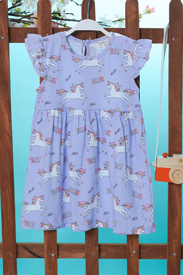 Cansın Mini Kız Bebek Unicorn Desenli Elbise 6-36 Ay 13977