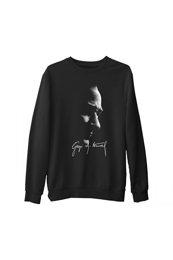 Lord T-Shirt Atatürk - Gazi İmza Siyah Erkek Kalın Sweatshirt