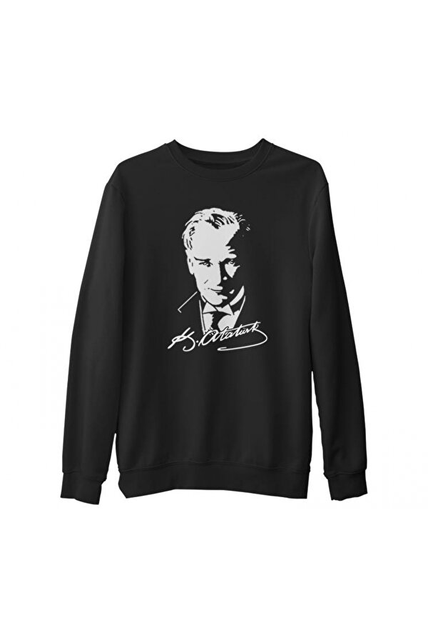 Lord T-Shirt Atatürk - Portre Siyah Erkek Kalın Sweatshirt YV9100