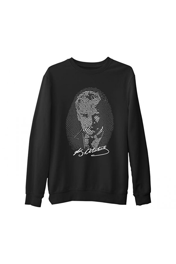 Lord T-Shirt DNA'mızda Var - Atatürk Siyah Erkek Kalın Sweatshirt