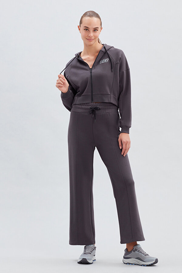 Skechers W Mid Weight Fleece Full Antrasit Kadın Fermuarlı Sweatshirt