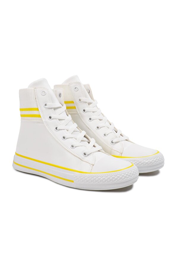Walkway Flat Beyaz-Sarı Bilek Boy Sneaker