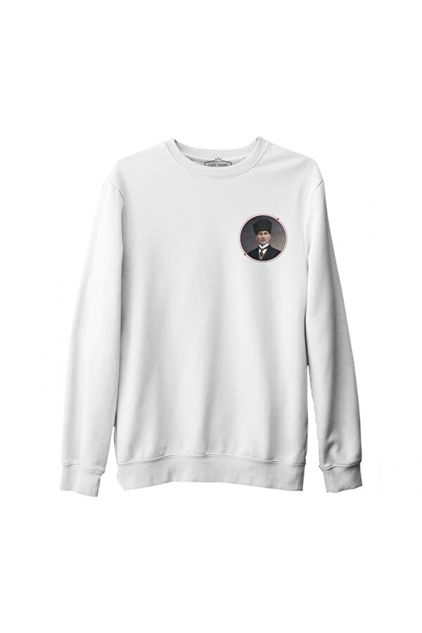 Lord T-Shirt Atatürk - Portre Logo Beyaz Erkek Kalın Sweatshirt