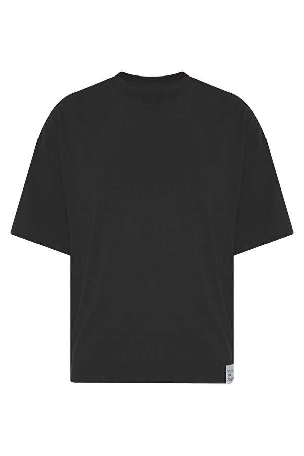 Xhan Siyah Kalın Ribanalı Oversize T-Shirt 2YXE2-45947-02