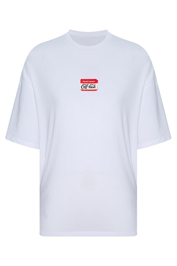 Xhan Beyaz Baskılı Oversize T-Shirt 2YXE2-45948-01