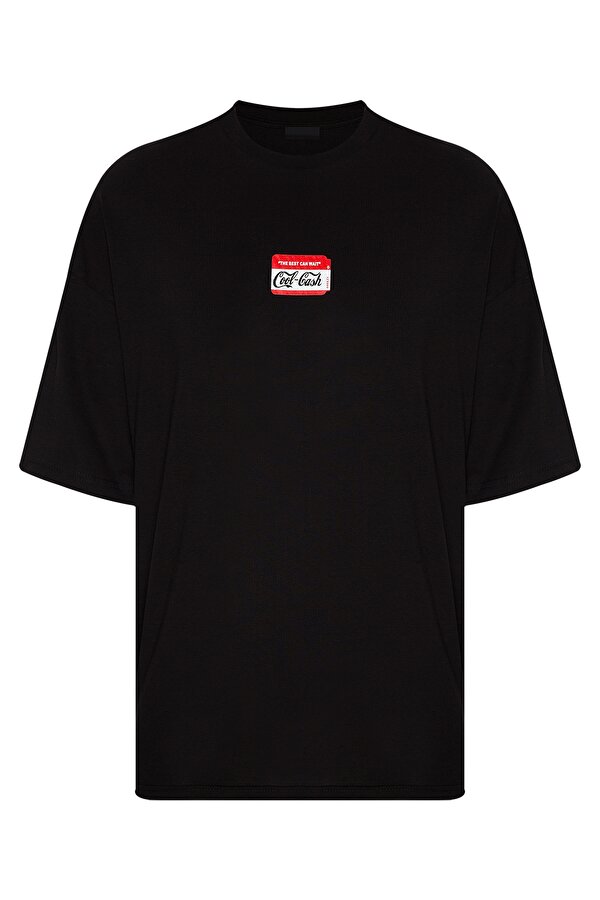 Xhan Siyah Baskılı Oversize T-Shirt 2YXE2-45948-02
