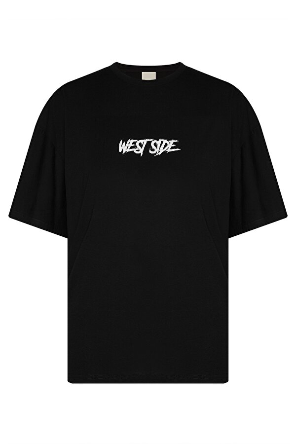 Xhan Siyah Essentials Arkası Baskılı Oversize T-Shirt 2YXE2-45970-02
