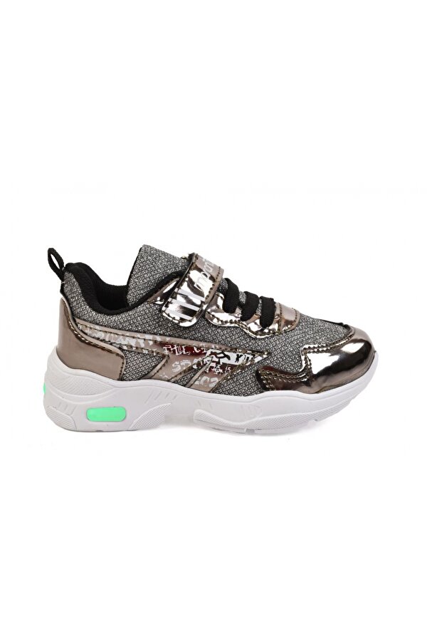 Ellaboni Kız Çocuk Parlak  Pembe / Gümüş / Siyah Işıklı Spor Ayakkabı