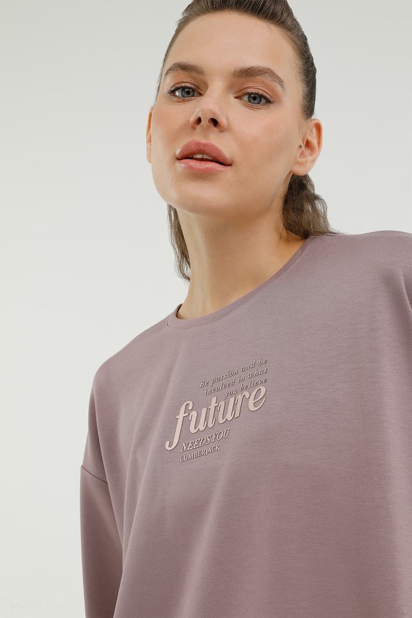 Lumberjack W-CK123 CARLA SLOGAN SWEA PASTEL PURPLE Woman Sweatshirt