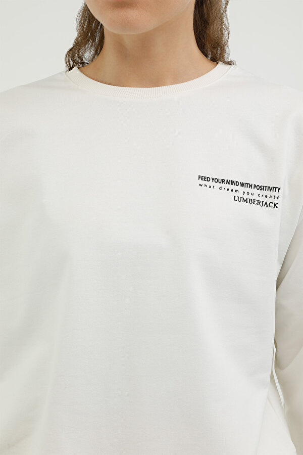 Lumberjack W-ANNA C NECK SLOGAN SWEA ECRU Woman 060