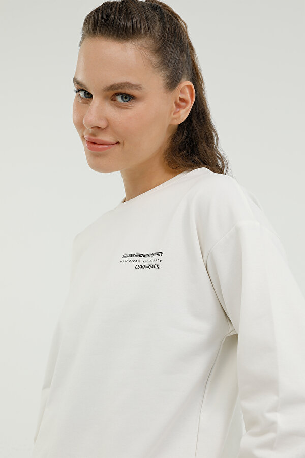 Lumberjack W-ANNA C NECK SLOGAN SWEA ECRU Woman 060