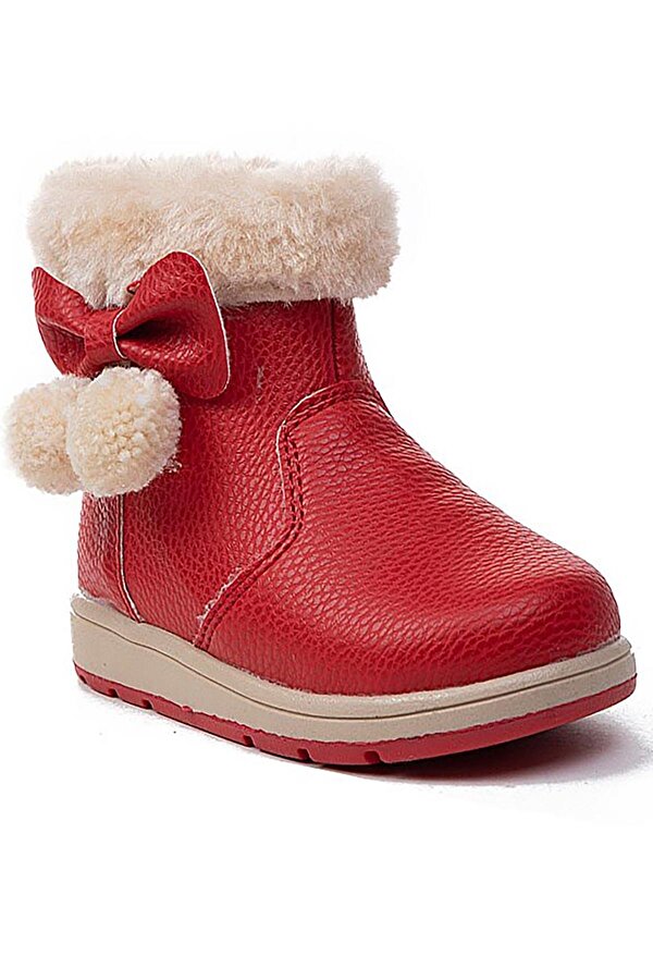 Bluefeet B340 Kırmızı Termal Kürklü Kız Bebe Çocuk Bot Ayakkabı