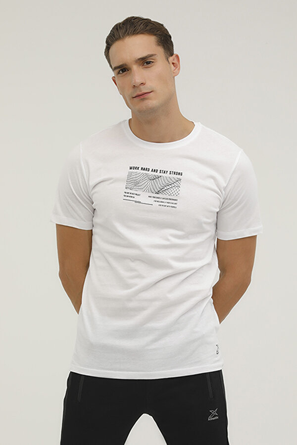 Kinetix M-SN727 LIAM PRINTED T-SH Beyaz Erkek Kısa Kol T-Shirt