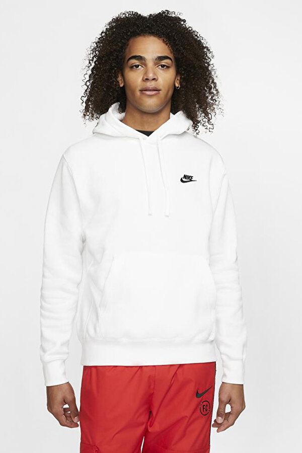 Nike M NSW CLUB HOODIE PO BB Beyaz Erkek Sweatshirt