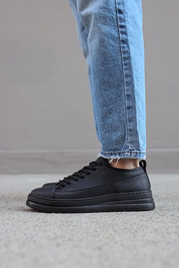 Pabucmarketi Erkek Sneakers Ayakkabı Siyah (Siyah Taban)