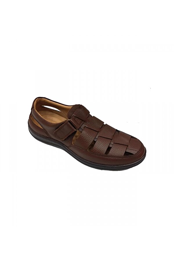 Moda Ayakkabı 0452 İprl Kahve Deri Erkek Sandalet