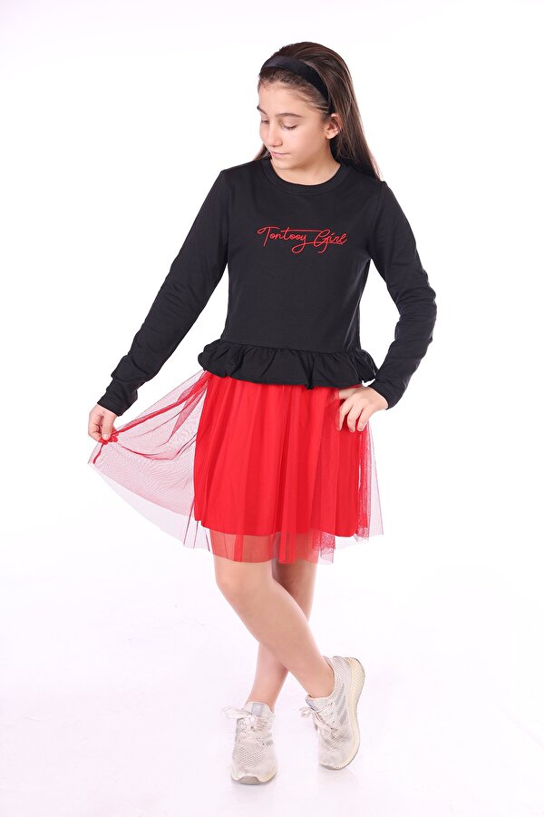Toontoy Kız Çocuk Girl Nakışlı Tüllü Elbise