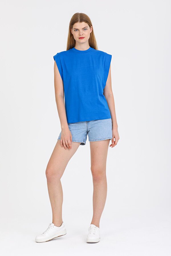 Espina Kadın Kolsuz Basic Örme T-Shirt &amp; Bluz ZB7265