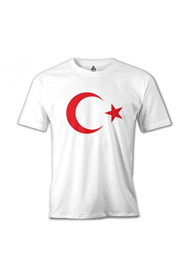 Lord T-Shirt Türk Bayrağı - Ay Yıldız Beyaz Erkek Tshirt