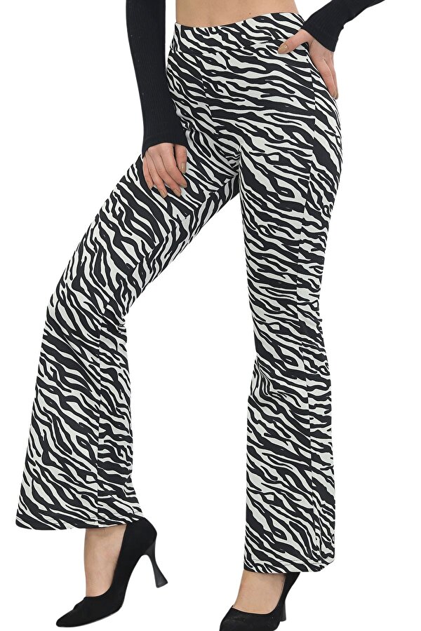 Butik Buruç Kadın Zebra İspanyol Paça Pantolon