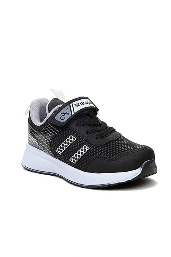 Ndrops 05P-22 Deri Çocuk Sneaker Ayakkabı Siyah Beyaz
