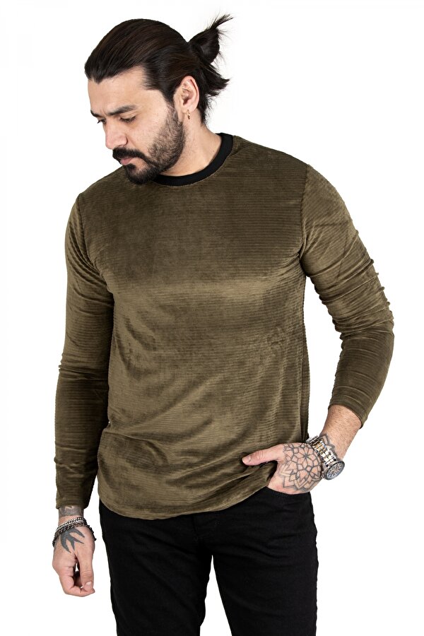 Deep Sea DeepSEA Haki Önü ve Kolları Desenli Pul İşlemeli Kapşonlu Erkek Sweat 2200516 Deep Sea DeepSEA Haki Önü ve Kolları Desenli Pul İşlemeli Kapşonlu Erkek Sweat 2200516
