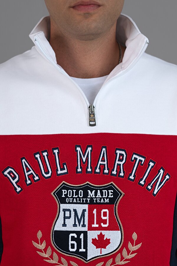 Paul Martin Canadian PAUL MARTİN 3 İPLİK YAZILI DİK YAKA FERMUARLI SWEATSHİRT