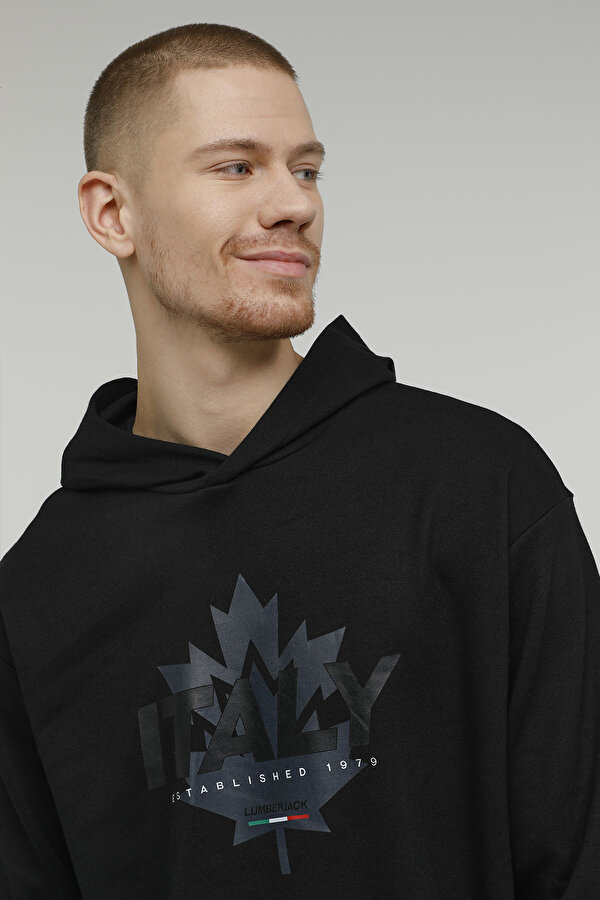 Lumberjack M-SD1047 RENATO LOGO HOOD BLACK Man 449