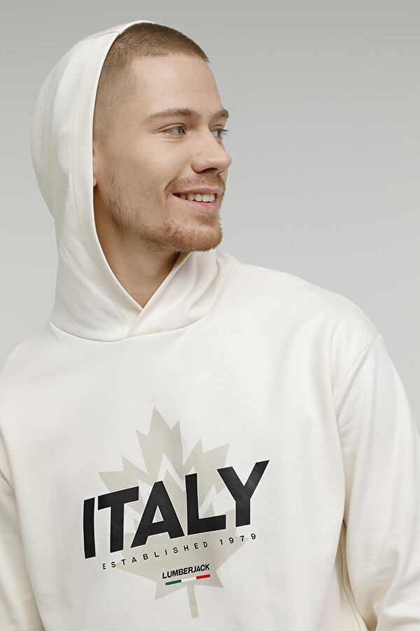 Lumberjack M-SD1047 RENATO LOGO HOOD ECRU Man 449