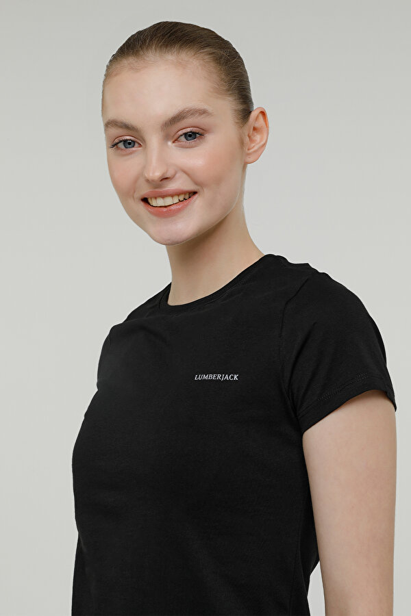 Lumberjack W-CT122 BASIC C NECK T-SH Siyah Kadın Kısa Kol T-Shirt