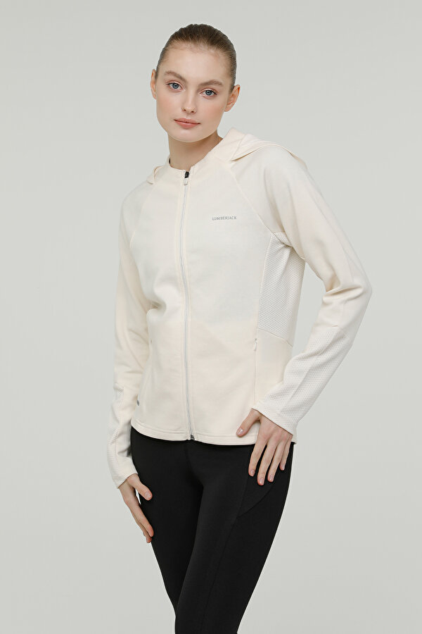 Lumberjack W-Ct321 Mila Full Zip Hoo Экрю Женщина Толстовка На Молнии